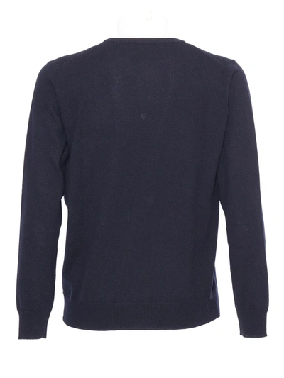 Kangra Cashmere Plain Knit Sweater In Blue
