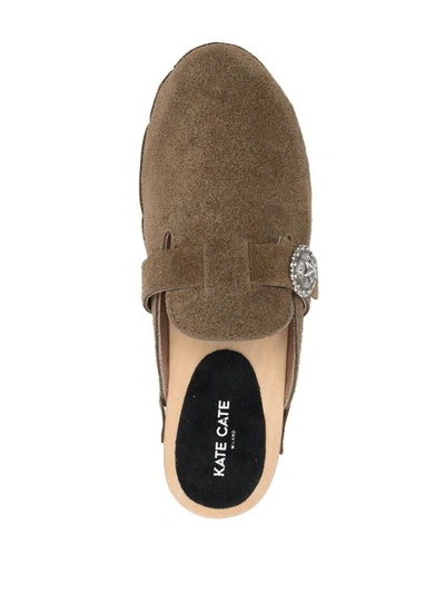 Shop Kate Cate Allegra Suede Clogs In Kaki