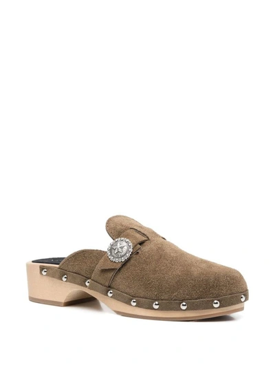 Shop Kate Cate Allegra Suede Clogs In Kaki