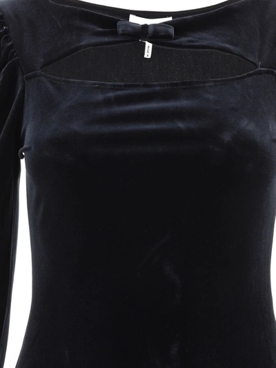Shop Ganni Velvet Jersey Bodystocking In Black