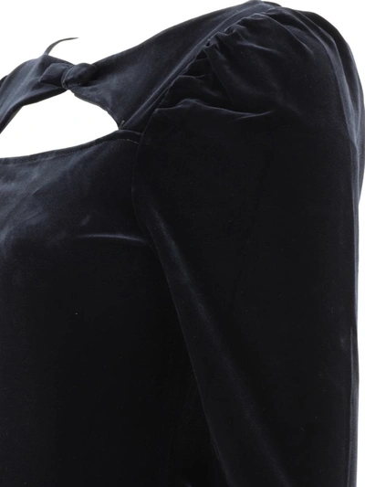 Shop Ganni Velvet Jersey Bodystocking In Black