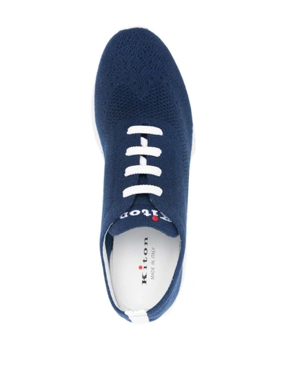 Kiton Dark Blue Low-top Sneakers In Blue