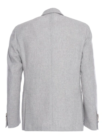 Shop Lardini Double-breasted Jacket In Gray