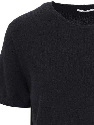 Malo Knit Crewneck With Ribbed Hem And Short Sleeves In Black