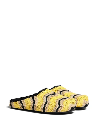 Shop Marni Fussbet Raffia Sabot In Multicolour