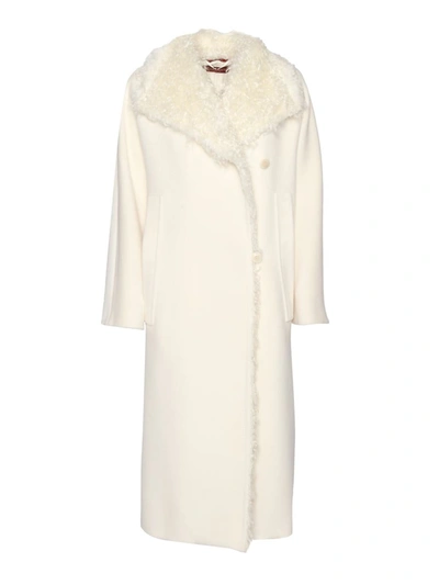 Shop Max Mara Studio Double-breasted Coat In White