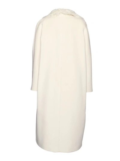 Shop Max Mara Studio Double-breasted Coat In White