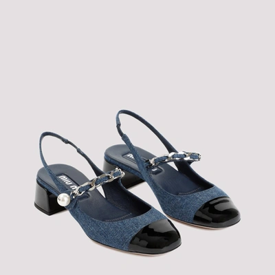 Shop Miu Miu Cotton Decolletes Shoes In Blue