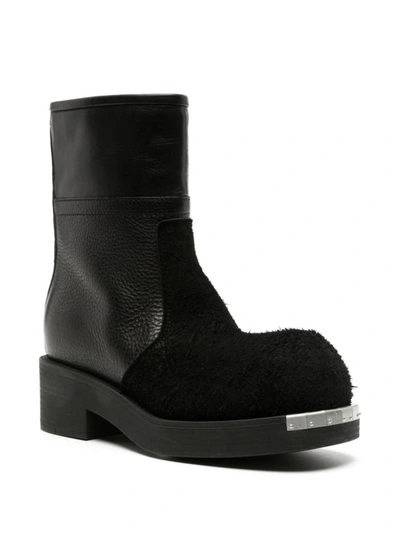Shop Mm6 Maison Margiela Leather Boots In Black