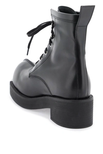 Shop Mm6 Maison Margiela Leather Lace-up Ankle Boots In Black