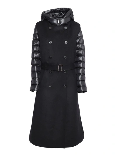 Shop Moorer Double-breasted Coat In Black