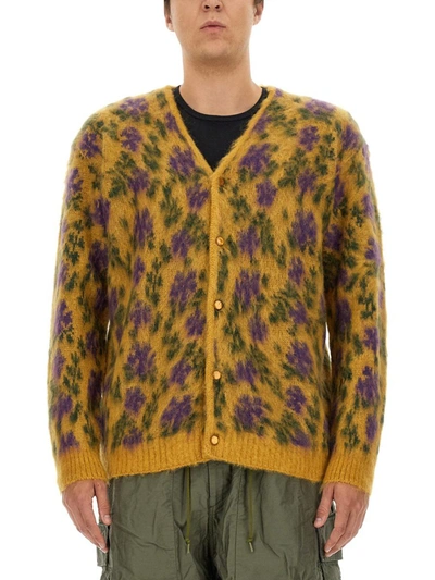 Shop Needles Mohair Blend Cardigan In Yellow