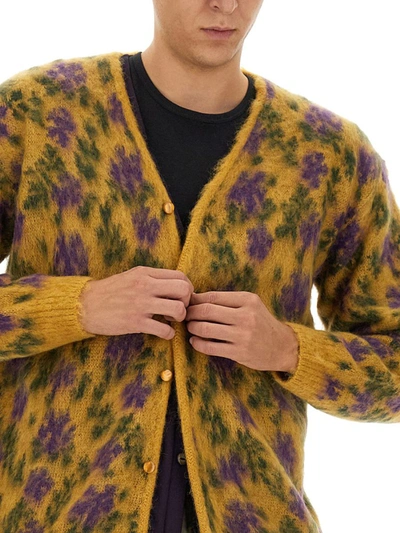 Shop Needles Mohair Blend Cardigan In Yellow
