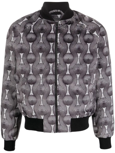 Ozwald Boateng Printed Velvet Bomber Jacket In Grey