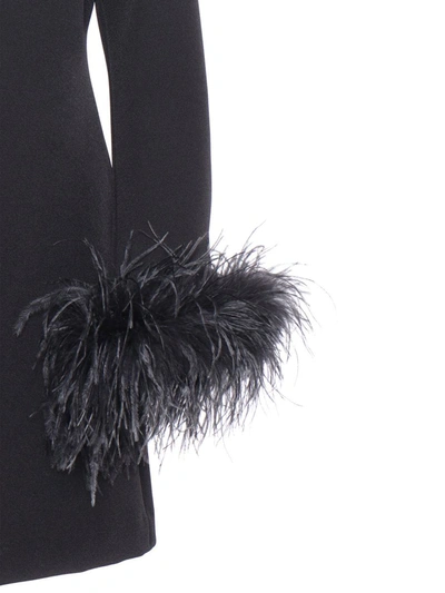 P.a.r.o.s.h Parosh Feather Trim Mini Dress With Elegant Silhouette And Keyhole Detail In Black