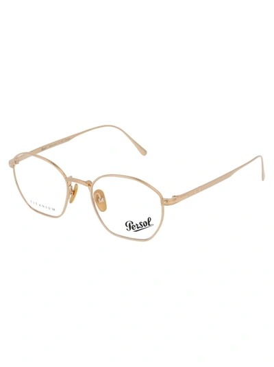 Persol Gold Titanium Optical Glasses In Gold