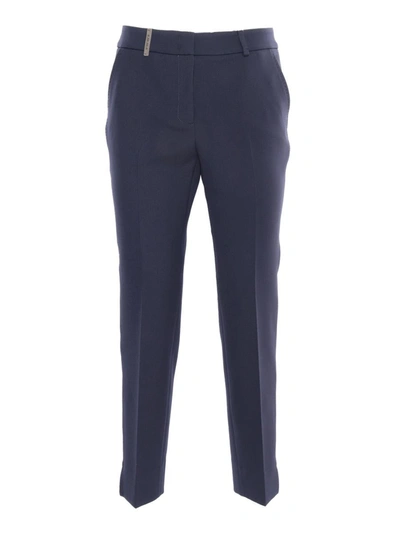 Peserico Pleated Zipper Casual Pants In Blue