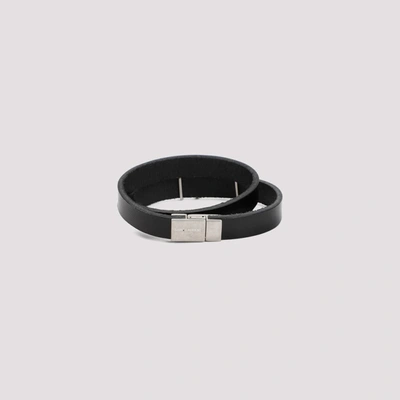 Shop Saint Laurent Leather Ysl Bracelet Jewellery In Black