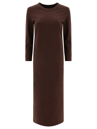 Shop Norma Kamali 3/4 Sleeves Tailored Dress In Brown