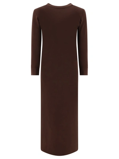 Shop Norma Kamali 3/4 Sleeves Tailored Dress In Brown