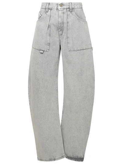 Shop Attico The  'effie' Grey Cotton Jeans