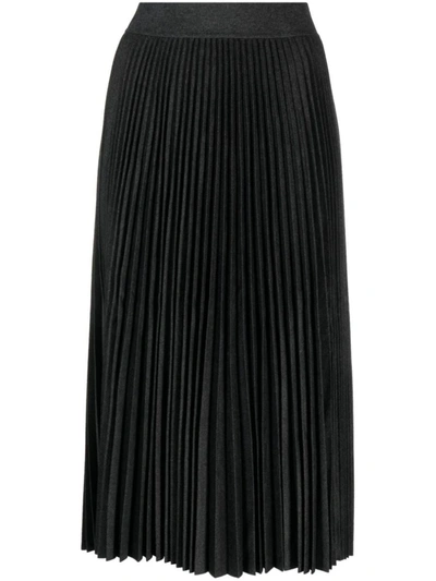 Shop Theory Pleated Midi Skirt In Grey