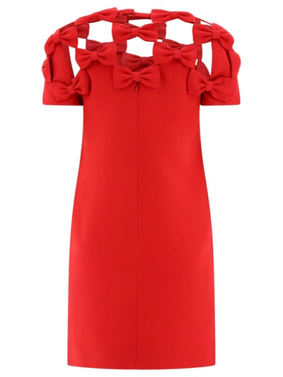 Shop Valentino Embroidered Crepe Couture Dress In Red
