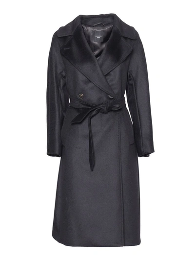 Shop Weekend Max Mara Double-breasted Coat In Black