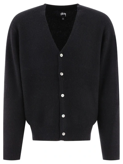 Shop Stussy Stüssy Cardigan With Ribbed In Black