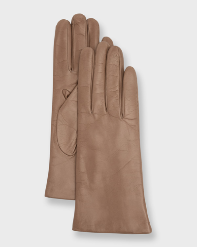Shop Portolano Cashmere-lined Napa Leather Gloves In Sand