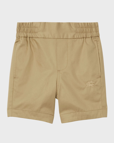 Shop Burberry Boy's Travard Woven Shorts In Archive Beige