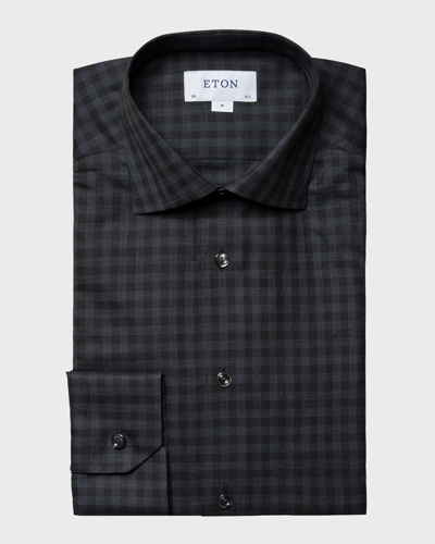 Shop Eton Men's Contemporary Fit Twill Dress Shirt In Navy Blue