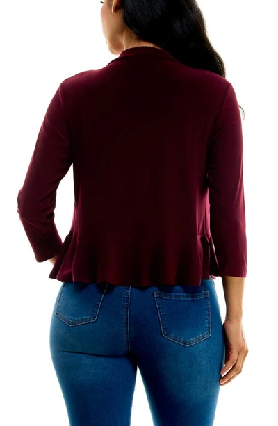 Nina Leonard Ruffle Bolero In Deep Wine