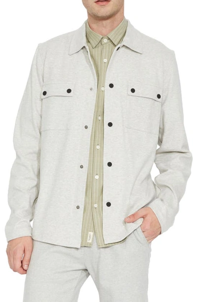 Civil Society Snap Front Knit Jacket In Heather Light Gray