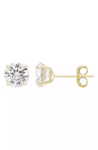 A & M 14k Gold Cubic Zirconia 6mm Stud Earrings In Gold