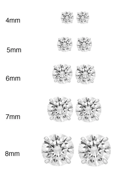 Shop A & M A&m 14k Gold Cubic Zirconia 5mm Stud Earrings In White Gold