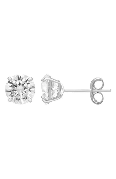 Shop A & M A&m 14k Gold Cubic Zirconia 4mm Stud Earrings In White Gold
