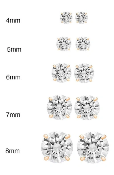 A & M 14k Gold Cubic Zirconia 4mm Stud Earrings In Gold