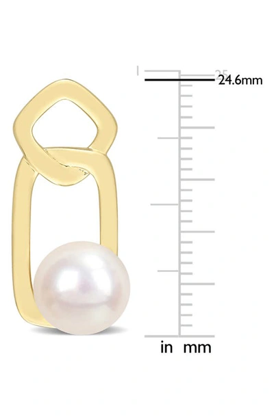 Delmar 14k Gold Plate Sterling Silver 8.5-9mm Cultured Freshwater Pearl Drop Earrings In White