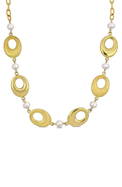 Delmar 6–7mm Cultured Freshwater Pearl Oval Link Necklace In White