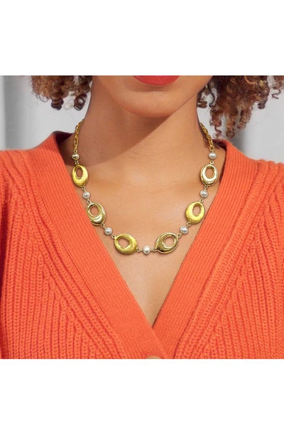 Delmar 6–7mm Cultured Freshwater Pearl Oval Link Necklace In White