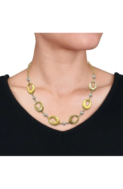 Delmar 6–7mm Cultured Freshwater Pearl Oval Link Necklace In White