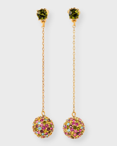 Shop Oscar De La Renta Crystal Pave Ball Drop Earrings In Multi