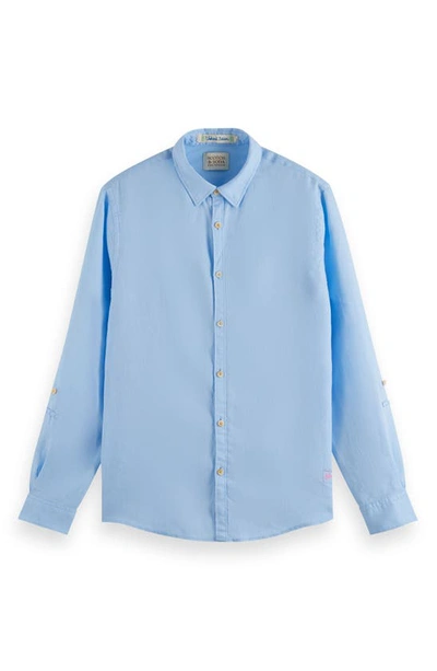 Shop Scotch & Soda Linen Button-up Shirt In Sky