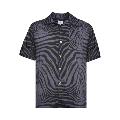 Pre-owned Rhude Rayon Zebra Shirt 'black/charcoal'