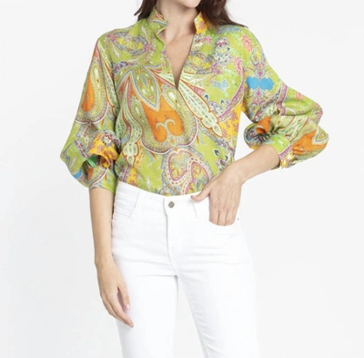 Shop Hinson Wu Billie Long Sleeve Linen Print Shirt In Multi Paisley