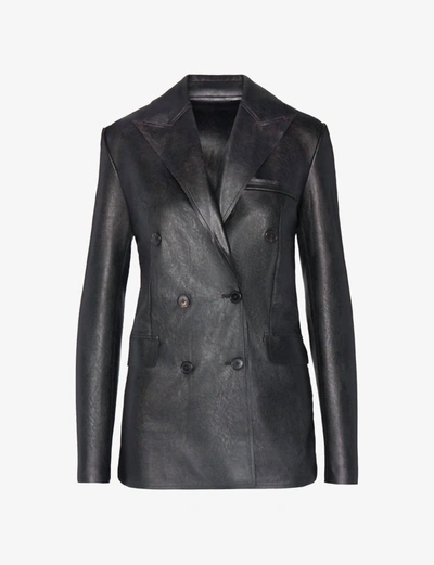 Shop Commando Faux Leather Double-breasted Jacket In Black