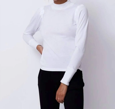 Shop Monrow Mock Neck Shirred Sweatshirt In White