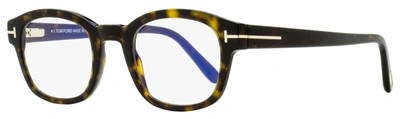 Tom Ford Men's Blue Block Eyeglasses Tf5808b 052 Dark Havana 49mm In Multi