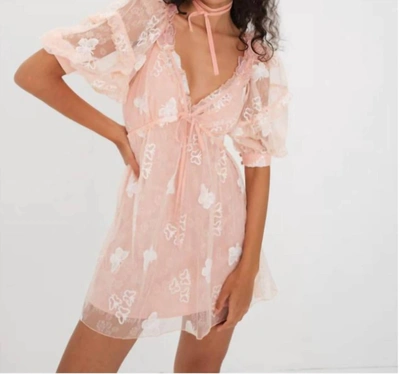 Shop For Love & Lemons Shari Mini Dress In Blush In Pink
